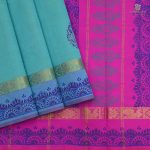 Semi Silk Cotton Printed Sarees ––Turquoise color  SASPC0033604