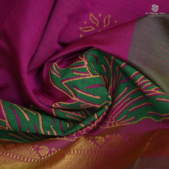 Semi Silk Cotton Printed Sarees – Magenta Pink SASPC0033609 - Image 2