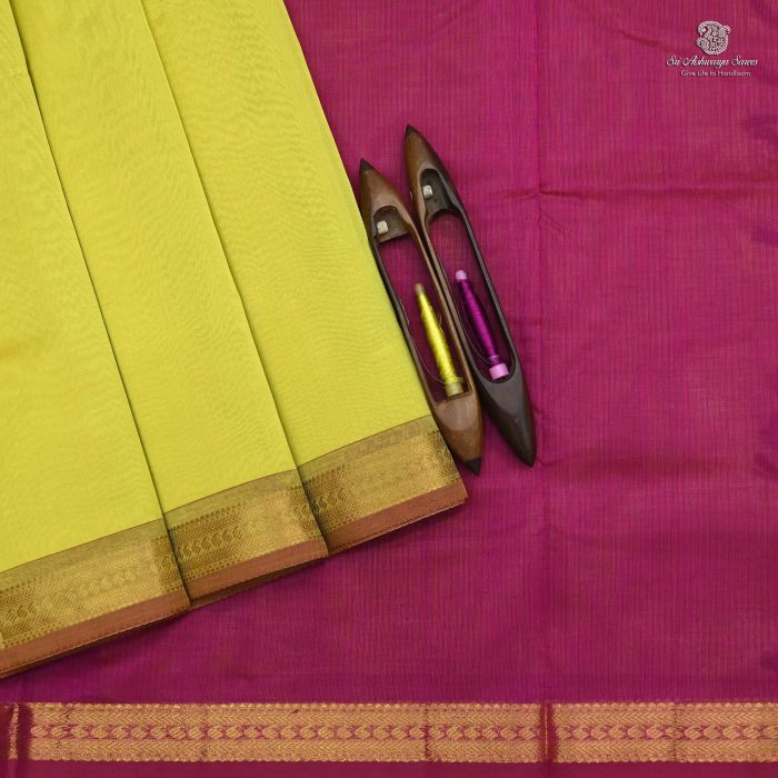 Silk Cotton Sarees Lemon Yellow SAS0033650 - Image 1