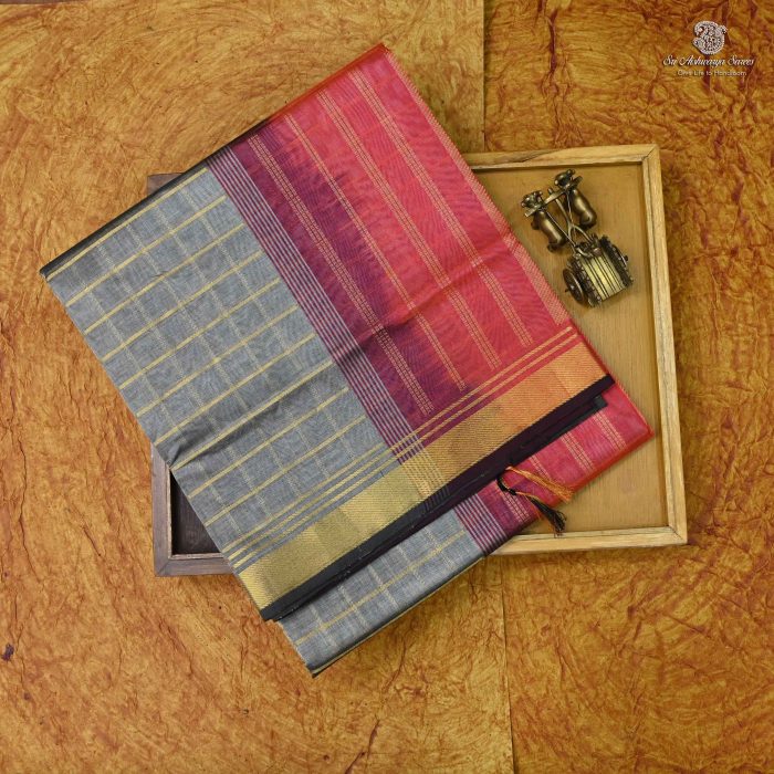 Silk Cotton Saree Grey SAS0033655 - Image 6