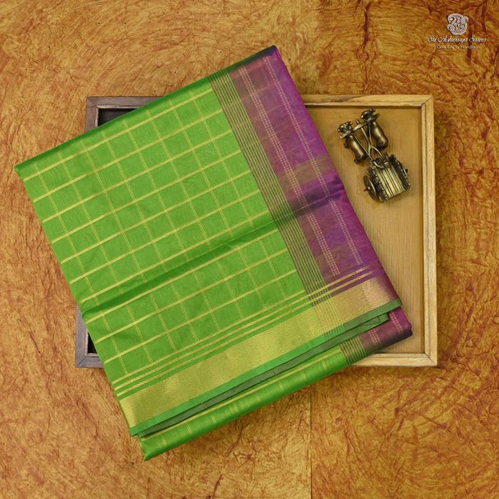 Silk Cotton Saree Green SAS0033657 - Image 6