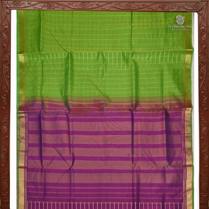 Silk Cotton Saree Green SAS0033657 - Image 5