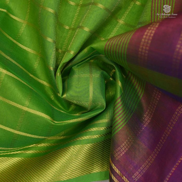 Silk Cotton Saree Green SAS0033657 - Image 2
