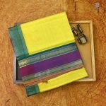 Handloom Silk Cotton Sarees Korvai – Lemon Yellow SAS0033659 - Image 6