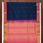 Silk Cotton Sarees Korvai – Dark Denim blue SAS0033676 - Image 5