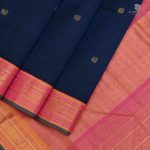 Silk Cotton Sarees Korvai – Dark Denim blue SAS0033676 - Image 3
