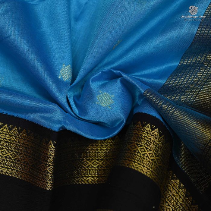 Silk Cotton Sarees Korvai  – Cerulean Blue SAS0033683 - Image 2