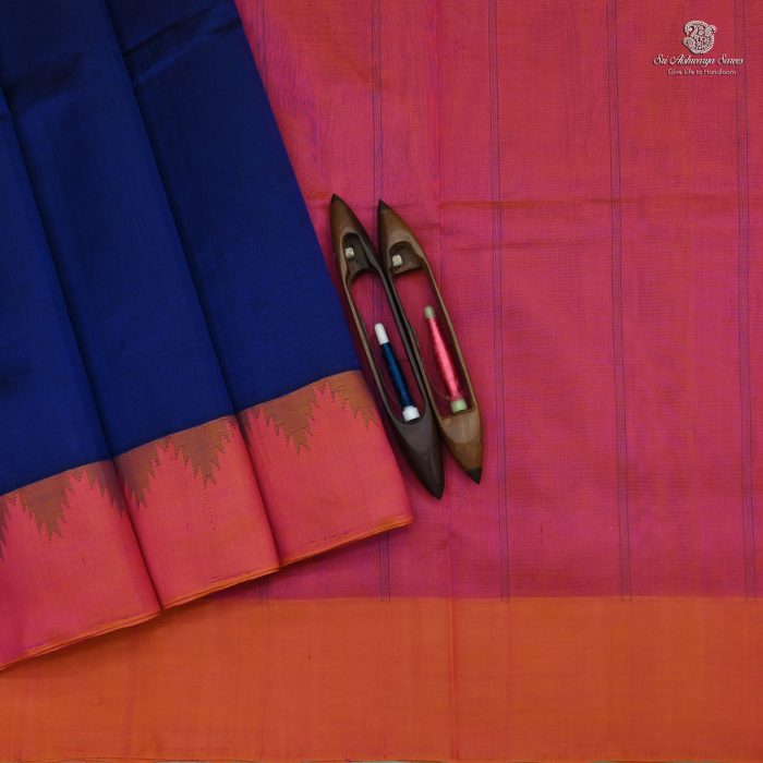 Silk Cotton Sarees Korvai – Admiral Blue SAS0033695 - Image 1