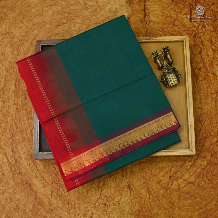 Silk Cotton Sarees Korvai – Lacoste Green SAS0033699 - Image 6