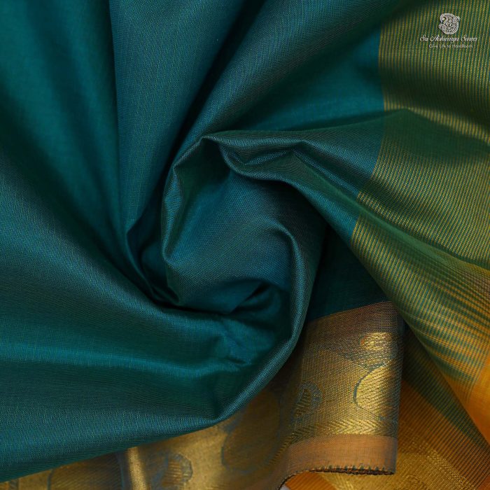 Silk Cotton Sarees Simple– Teal SAS0033702 - Image 2