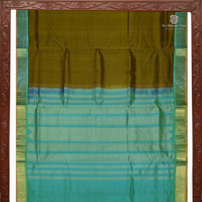 Silk Cotton Sarees – Green Mehandi SAS0033706 - Image 5