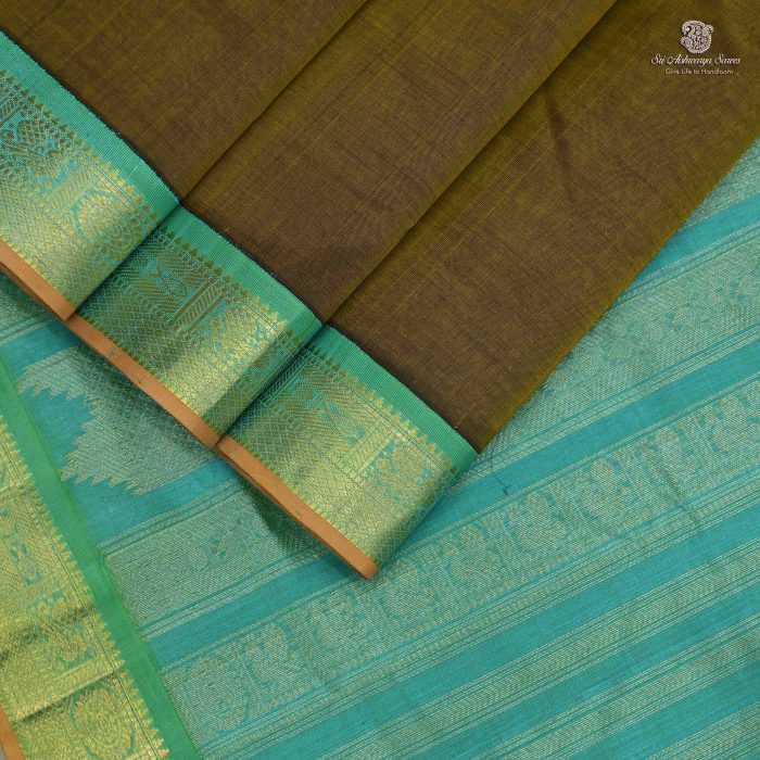 Silk Cotton Sarees – Green Mehandi SAS0033706 - Image 3