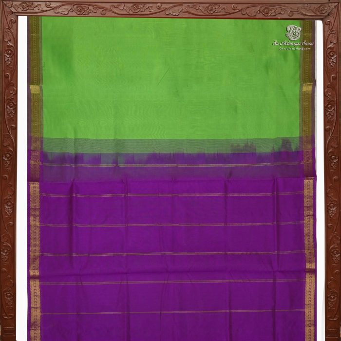 Silk Cotton Sarees  – Peacock Green SAS0033717 - Image 5