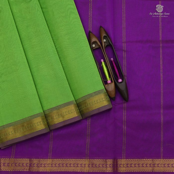 Silk Cotton Sarees  – Peacock Green SAS0033717 - Image 1