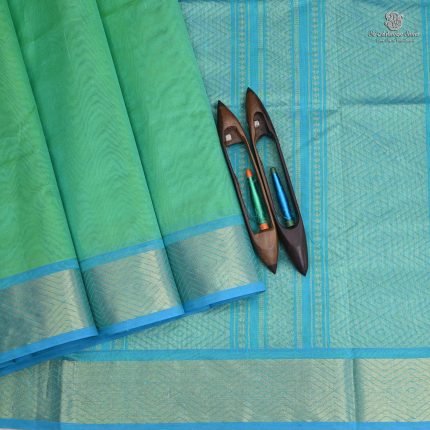 Silk Cotton Saree - Turquoise Green SAS0033164