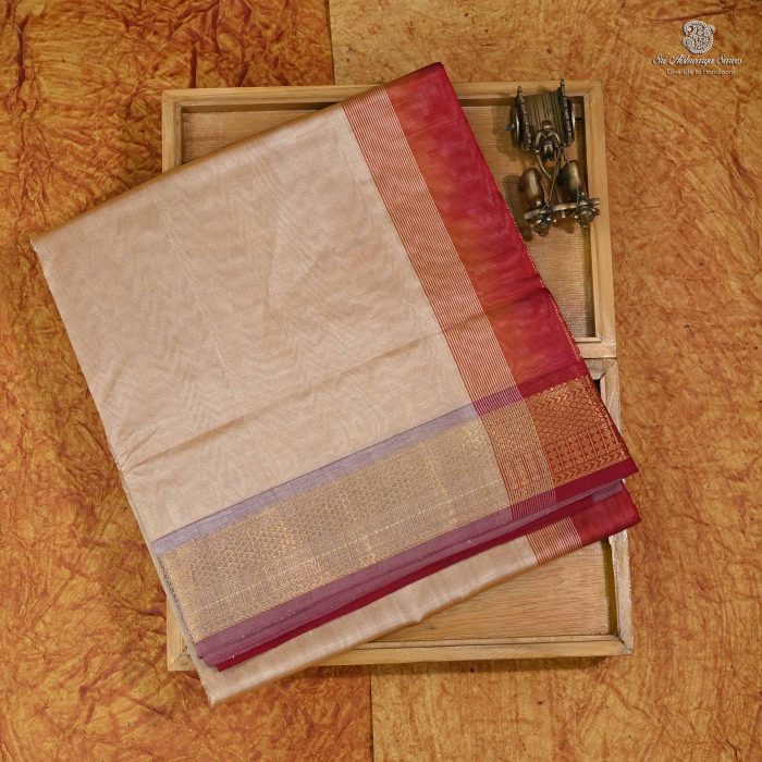 Silk Cotton Saree - Beige SAS0033191 - Image 5