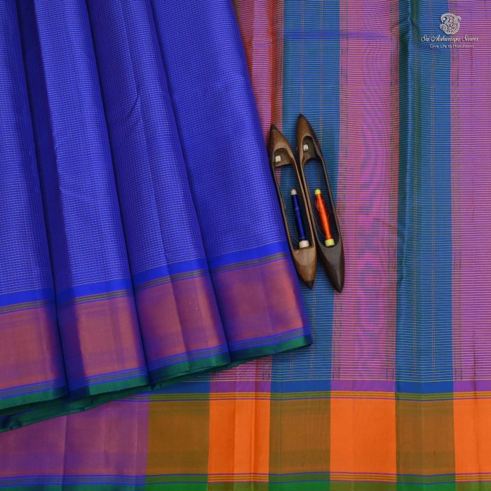 10 Yards Pure Silk Sarees - Navy Blue SASTPS0033885 - Image 1