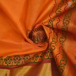 Silk Cotton Saree Printed – Bright Orange SASSC0033940 - Image 2