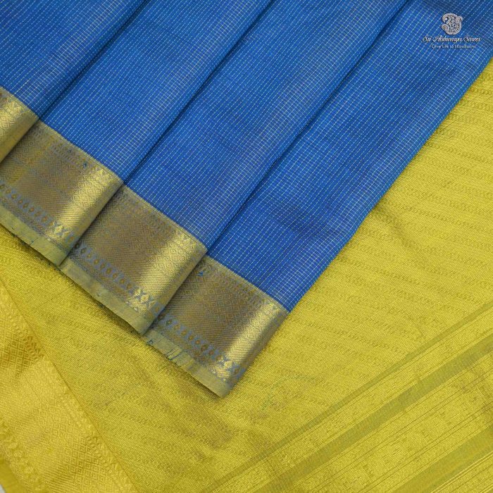 10 Yards Silk Cotton Sarees - Royal Blue SASTS0034031 - Image 3
