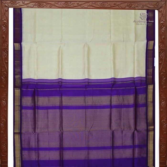 Silk Cotton Sarees Simple – Off White SAS0034048 - Image 5