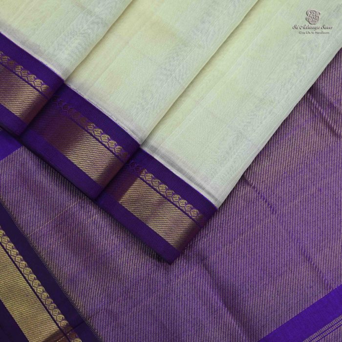 Silk Cotton Sarees Simple – Off White SAS0034048 - Image 3