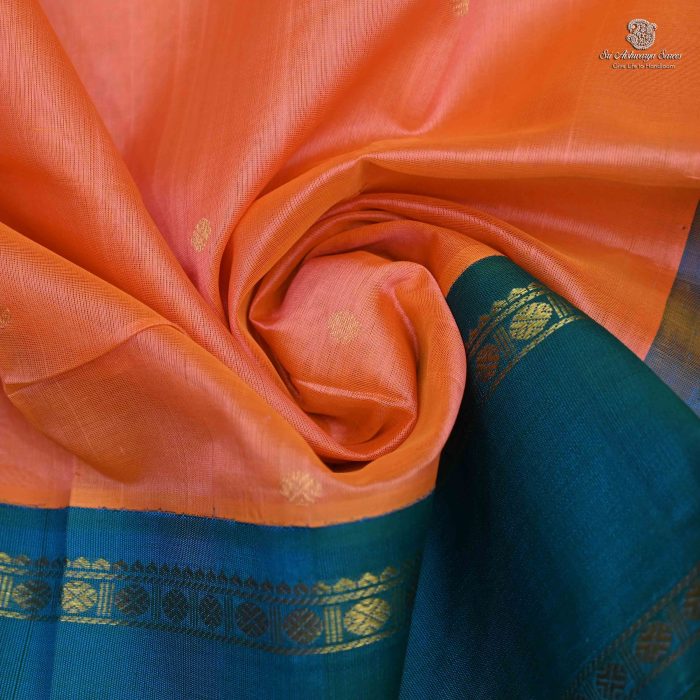 Silk Cotton Sarees Butta – Coral Orange SAS0034192 - Image 2