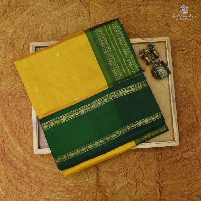 Silk Cotton Sarees Butta – Lemon Yellow SAS0034194 - Image 6