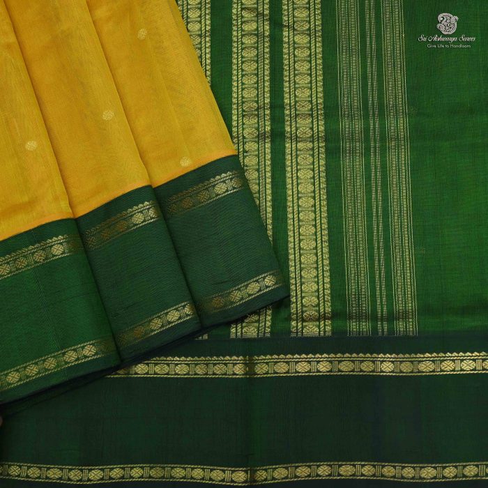 Silk Cotton Sarees Butta – Lemon Yellow SAS0034194 - Image 1