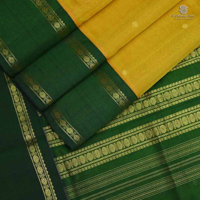 Silk Cotton Sarees Butta – Lemon Yellow SAS0034194 - Image 3