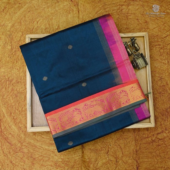 Silk Cotton Sarees Butta – Peacock Green SAS0034197 - Image 6