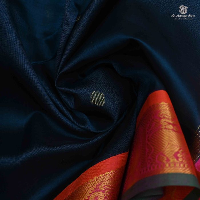 Silk Cotton Sarees Butta – Peacock Green SAS0034197 - Image 2