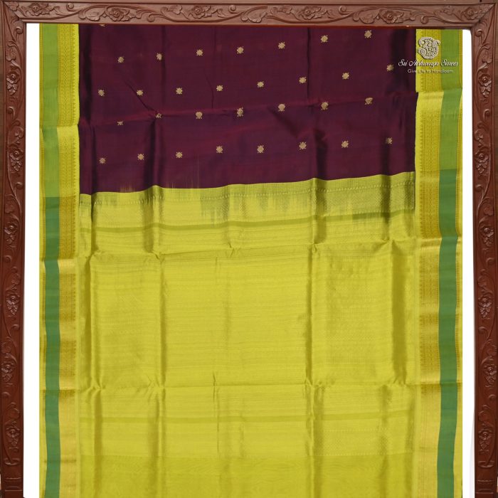 Silk Cotton Sarees Butta – Chocolate Brown SAS0034198 - Image 5