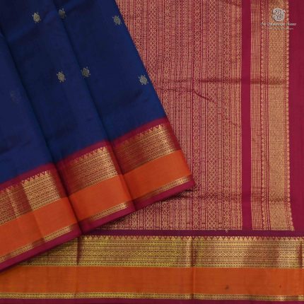 Silk Cotton Sarees Butta – Navy Blue SAS0034201