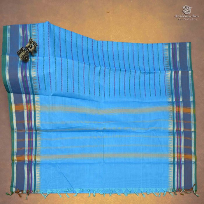 Kanchi Cotton Saree Light Blue SASC0034220 - Image 3