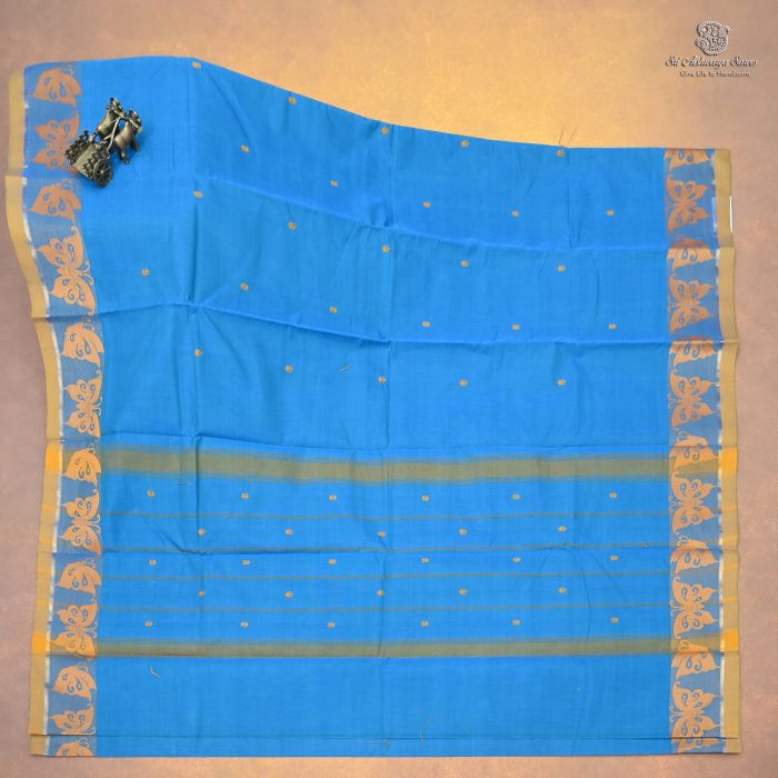 Kanchi Cotton Saree Cerulean Blue SASC0034239 - Image 3