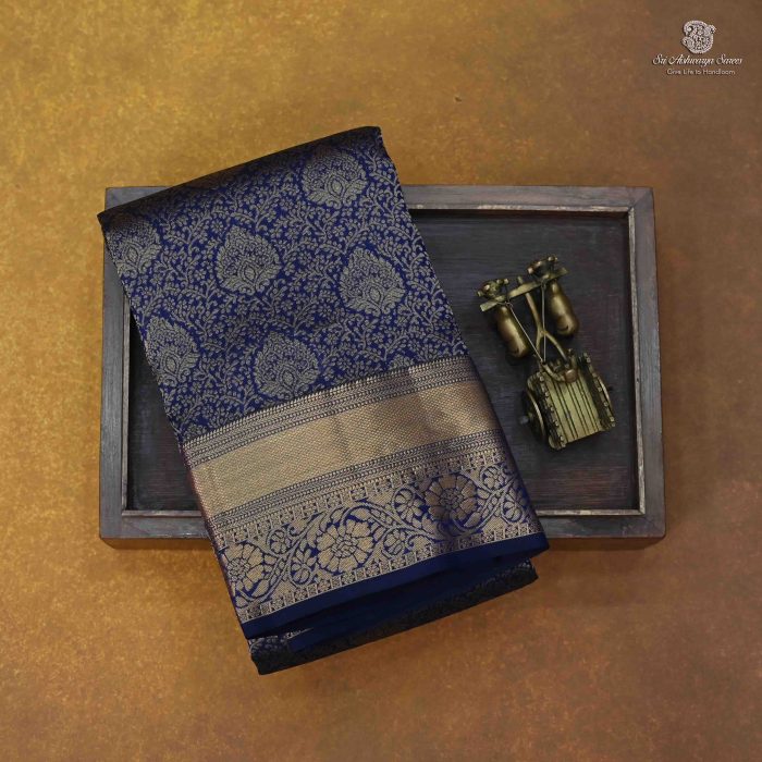 Pure Silk Sarees Navy Blue SASPS34285 - Image 1
