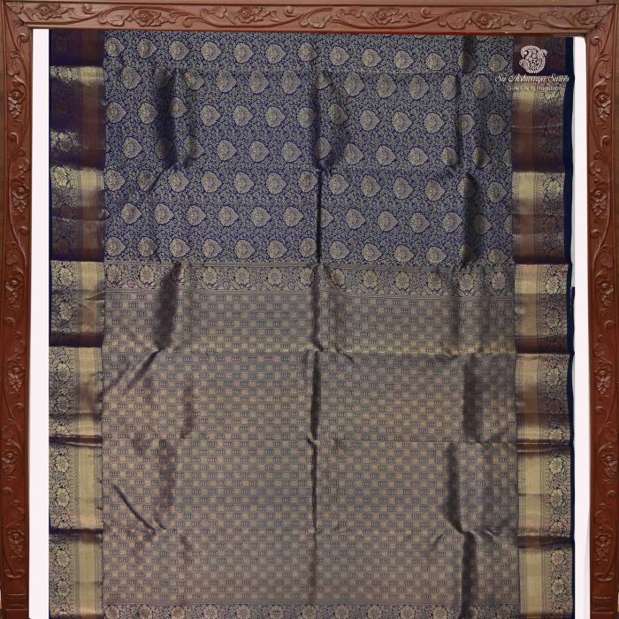 Pure Silk Sarees Navy Blue SASPS34285 - Image 6