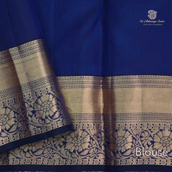 Pure Silk Sarees Navy Blue SASPS34285 - Image 5