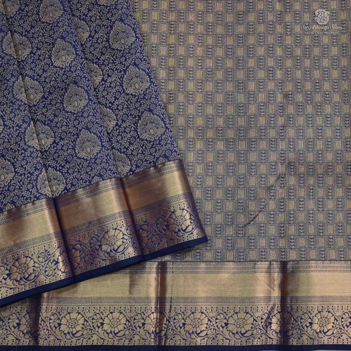 Pure Silk Sarees Navy Blue SASPS34285 - Image 4