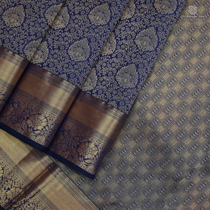 Pure Silk Sarees Navy Blue SASPS34285 - Image 3