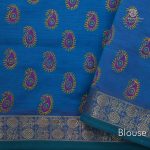 Semi Silk Cotton Printed Sarees –Peacock Blue SASPC34300 - Image 3