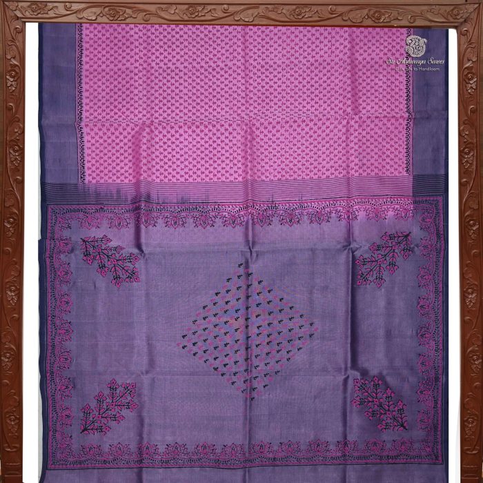Silk Cotton Saree Printed –  Light Pink SASSC34316 - Image 5