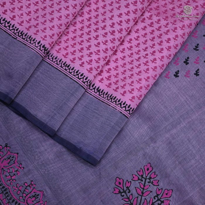 Silk Cotton Saree Printed –  Light Pink SASSC34316 - Image 3