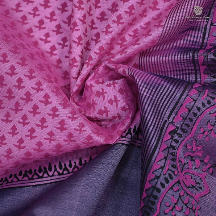 Silk Cotton Saree Printed –  Light Pink SASSC34316 - Image 2
