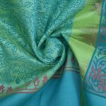 Silk Cotton Saree Printed –  Turquoise Blue SASSC34317 - Image 2