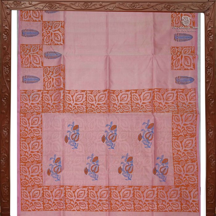 Silk Cotton Saree Printed –  Light Pink SASSC34323 - Image 5
