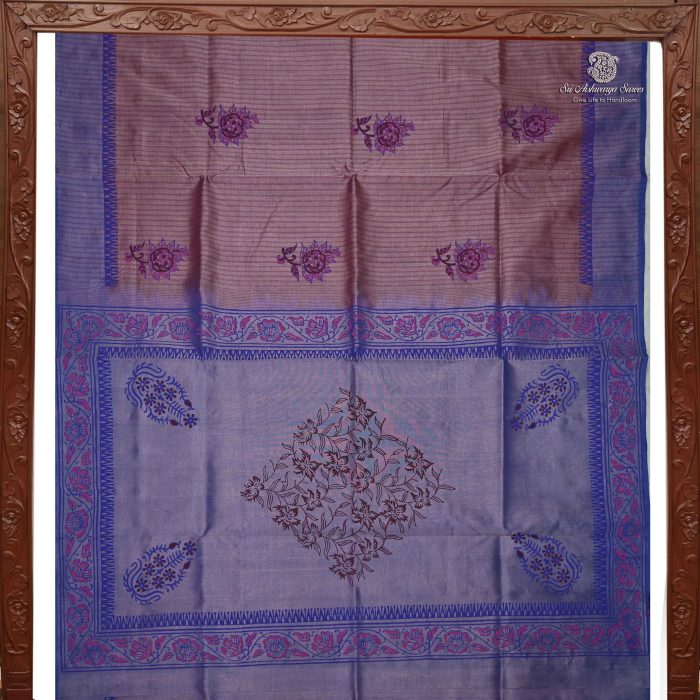 Silk Cotton Saree Printed –  Light Maroon SASSC34330 - Image 5