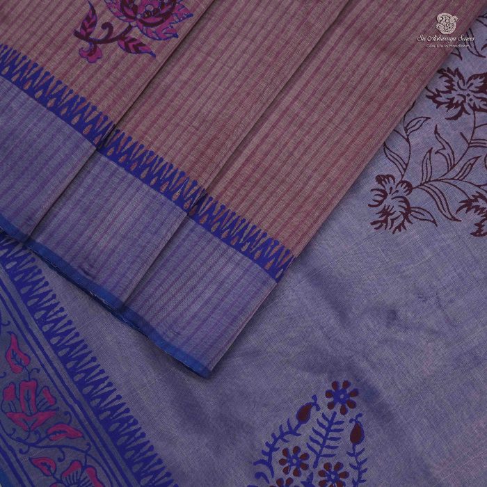 Silk Cotton Saree Printed –  Light Maroon SASSC34330 - Image 3
