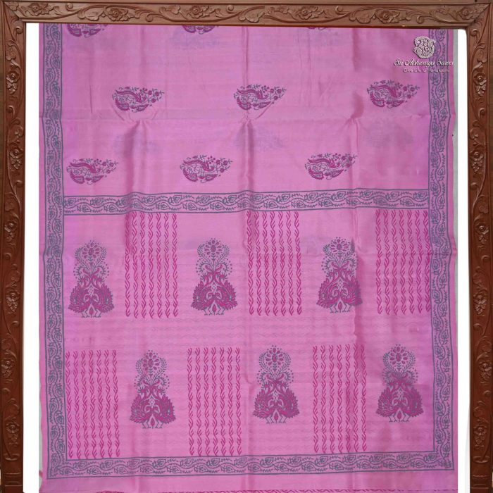 Silk Cotton Saree Printed –  Light Pink SASSC34331 - Image 5