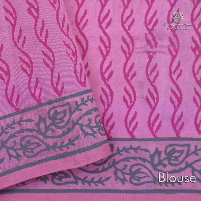 Silk Cotton Saree Printed –  Light Pink SASSC34331 - Image 4